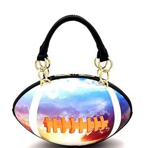 Modern Multicolo Graffiti Print Round Ball Shape Unique Clutch Top Handle Satc